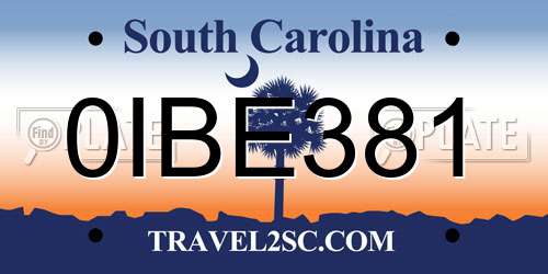 0IBE381 South Carolina License Plate
