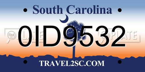 0ID9532 South Carolina License Plate