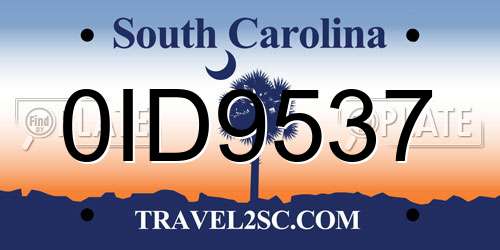 0ID9537 South Carolina License Plate