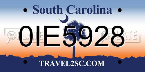 0IE5928 South Carolina License Plate