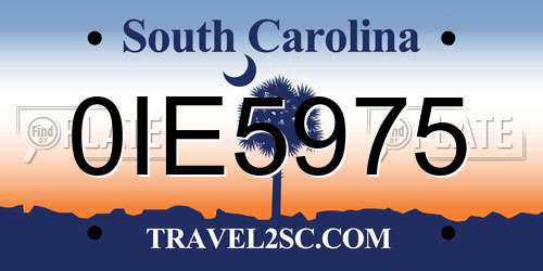 0IE5975 South Carolina License Plate