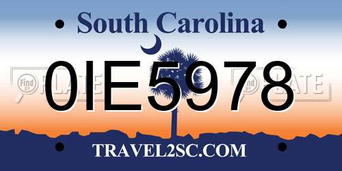 0IE5978 South Carolina License Plate