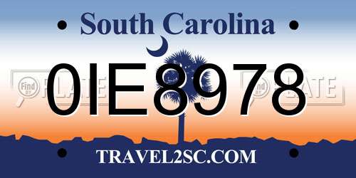 0IE8978 South Carolina License Plate