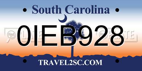 0IEB928 South Carolina License Plate