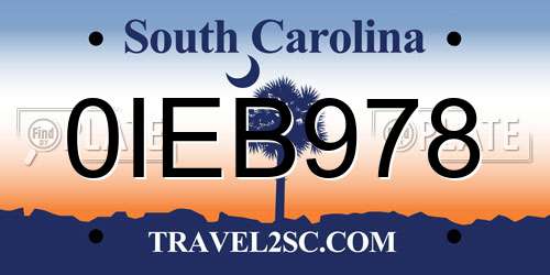0IEB978 South Carolina License Plate