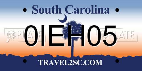 0IEH05 South Carolina License Plate