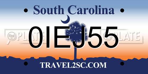 0IEJ55 South Carolina License Plate