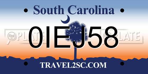 0IEJ58 South Carolina License Plate