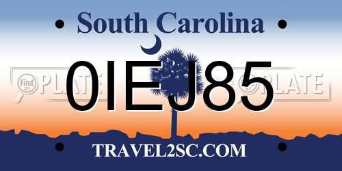 0IEJ85 South Carolina License Plate