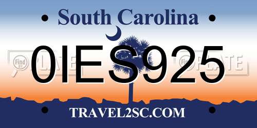 0IES925 South Carolina License Plate