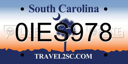 0IES978 South Carolina License Plate