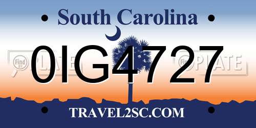 0IG4727 South Carolina License Plate