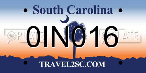 0IN016 South Carolina License Plate