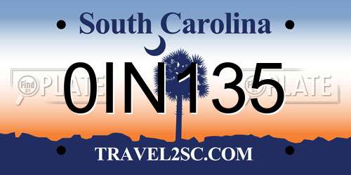 0IN135 South Carolina License Plate