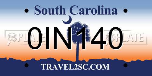 0IN140 South Carolina License Plate