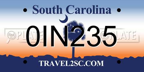 0IN235 South Carolina License Plate