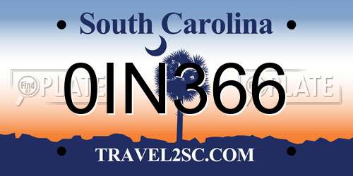 0IN366 South Carolina License Plate