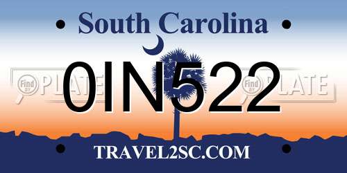 0IN522 South Carolina License Plate