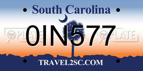 0IN577 South Carolina License Plate
