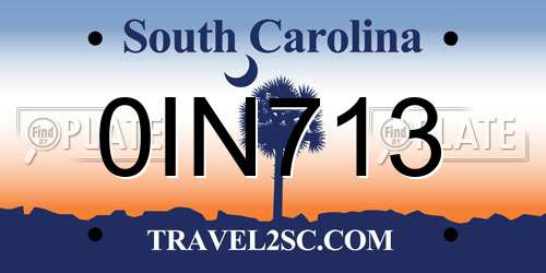 0IN713 South Carolina License Plate