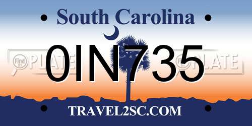 0IN735 South Carolina License Plate
