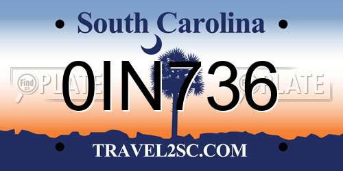 0IN736 South Carolina License Plate