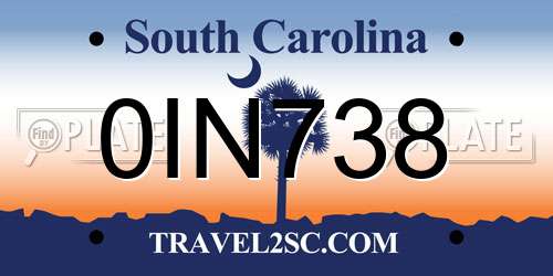 0IN738 South Carolina License Plate
