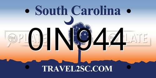 0IN944 South Carolina License Plate