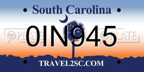 0IN945 South Carolina License Plate