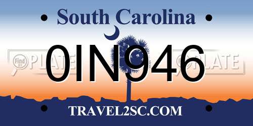 0IN946 South Carolina License Plate