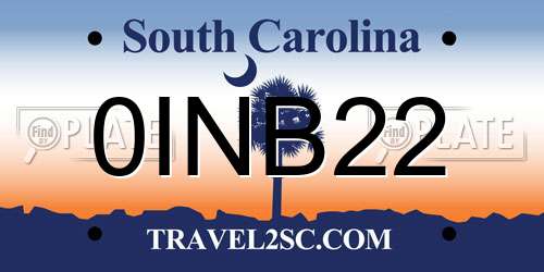 0INB22 South Carolina License Plate