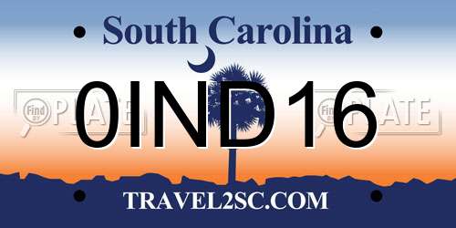 0IND16 South Carolina License Plate