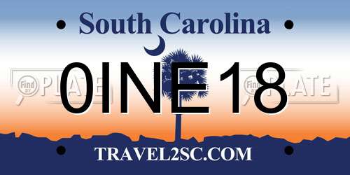 0INE18 South Carolina License Plate