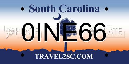 0INE66 South Carolina License Plate
