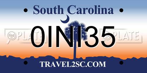 0INI35 South Carolina License Plate