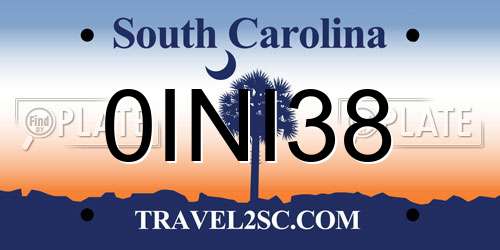0INI38 South Carolina License Plate