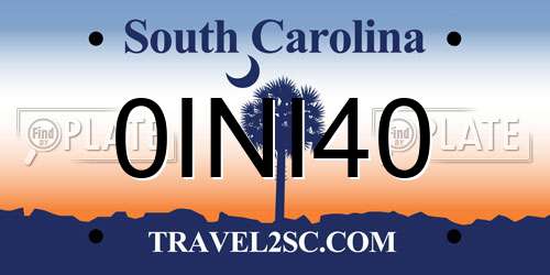 0INI40 South Carolina License Plate