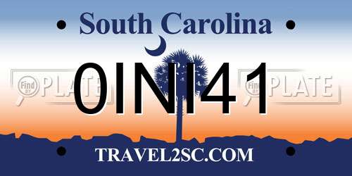 0INI41 South Carolina License Plate