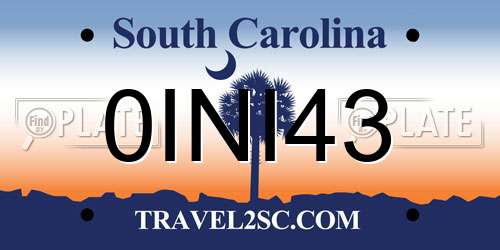 0INI43 South Carolina License Plate