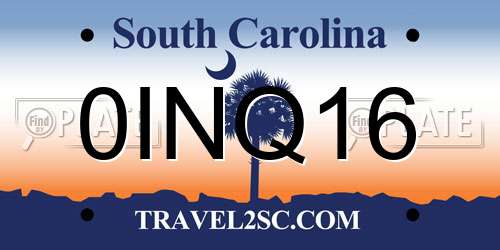 0INQ16 South Carolina License Plate
