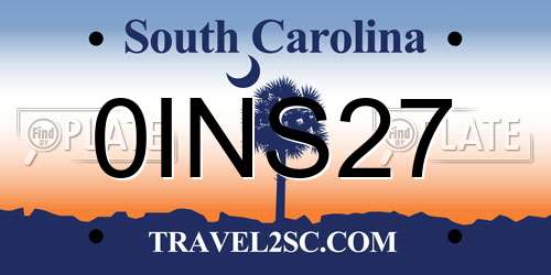 0INS27 South Carolina License Plate