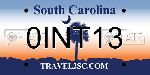 0INT13 South Carolina License Plate