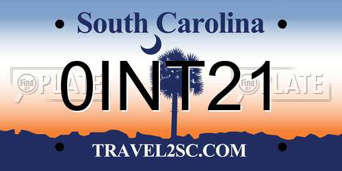 0INT21 South Carolina License Plate