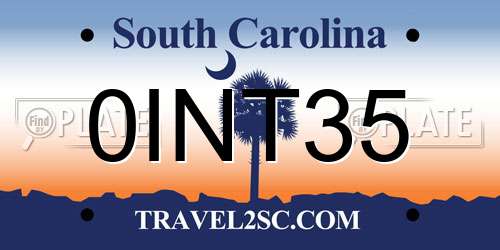 0INT35 South Carolina License Plate