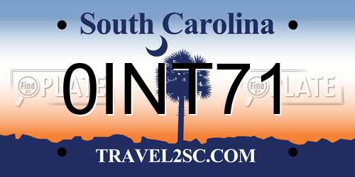 0INT71 South Carolina License Plate