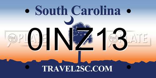 0INZ13 South Carolina License Plate