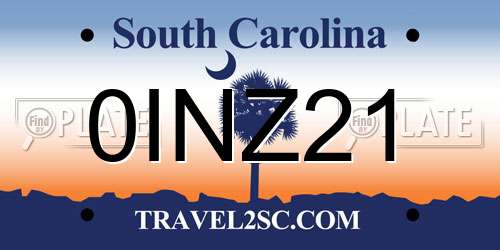 0INZ21 South Carolina License Plate