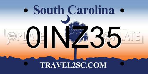 0INZ35 South Carolina License Plate