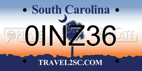 0INZ36 South Carolina License Plate