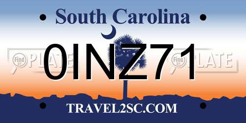 0INZ71 South Carolina License Plate